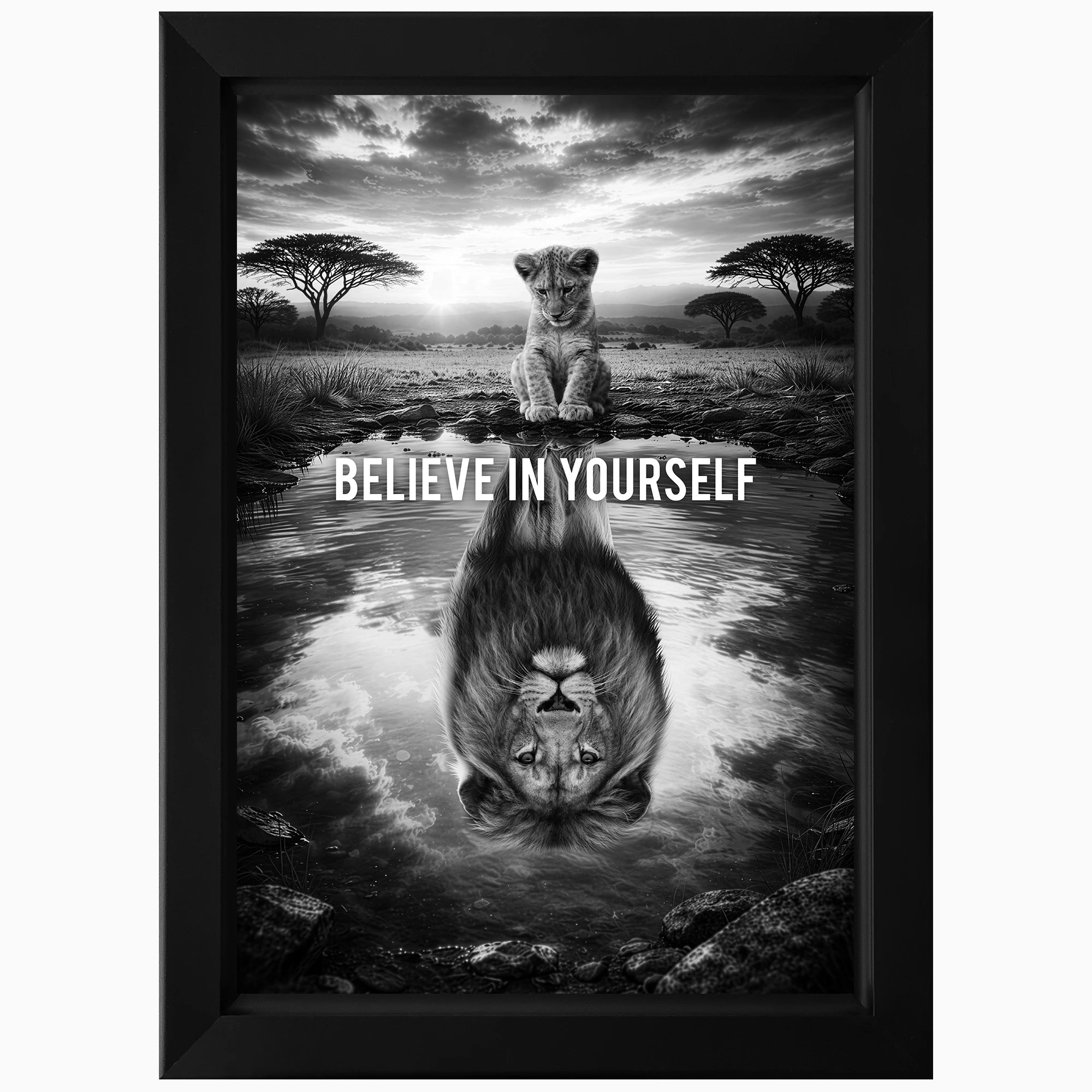 Personalised LED motivational wall art in black frame