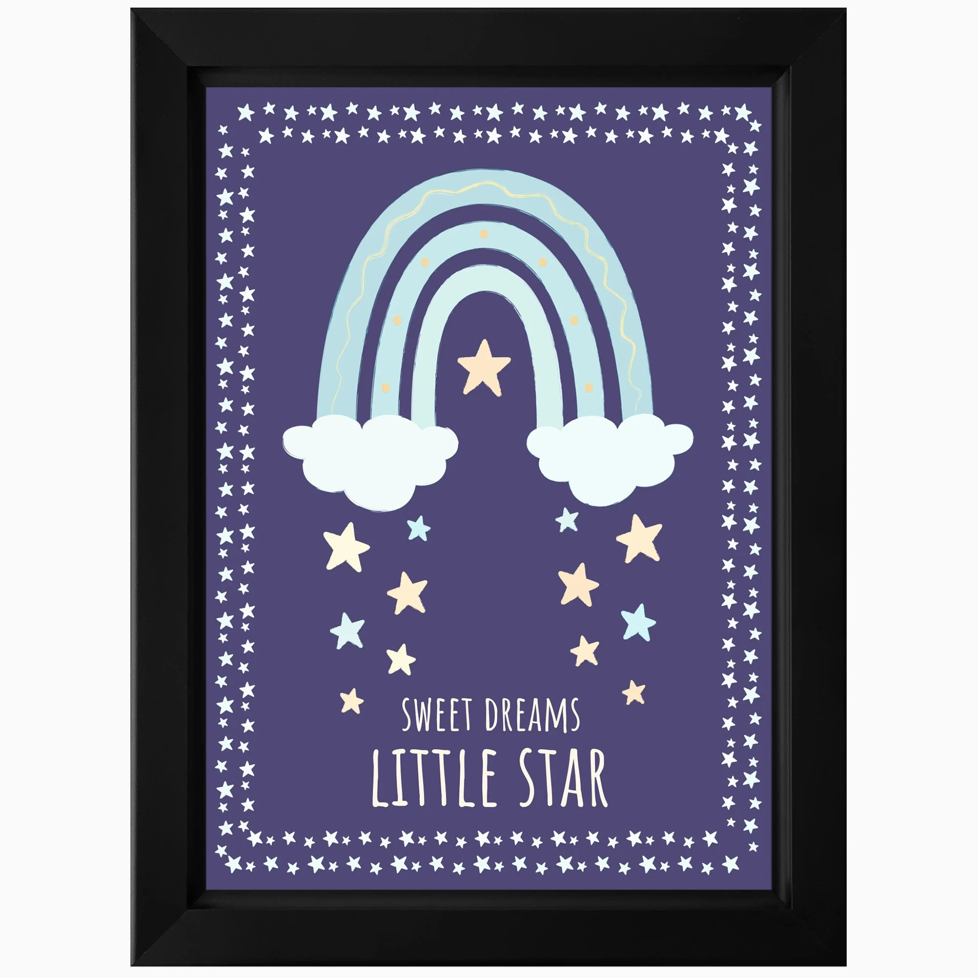 Personalised LED children’s wall art in black frame
